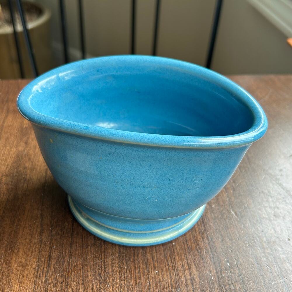 Vintage studio pottery marked S.A.C. of CLAY on the base blue bowl